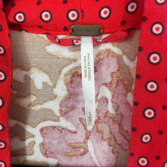 Free people forget me not kimono cardigan size small red floral brunch cover up - Picture 6 of 11